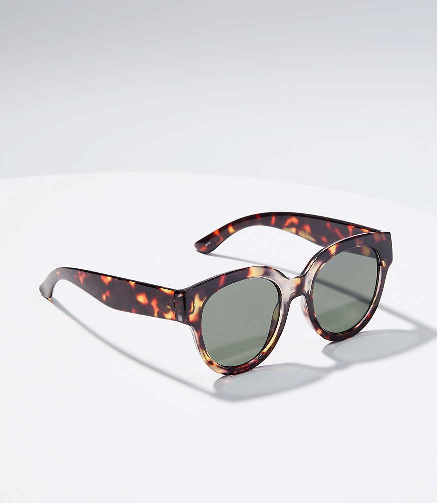 Tortoiseshell Print Wide Round Sunglasses | LOFT