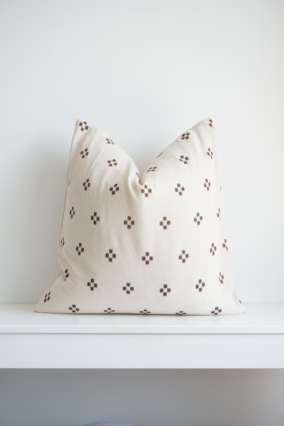 White brown Dot Block Print Mudcloth Hmong Pillow Case | Etsy | Etsy (US)