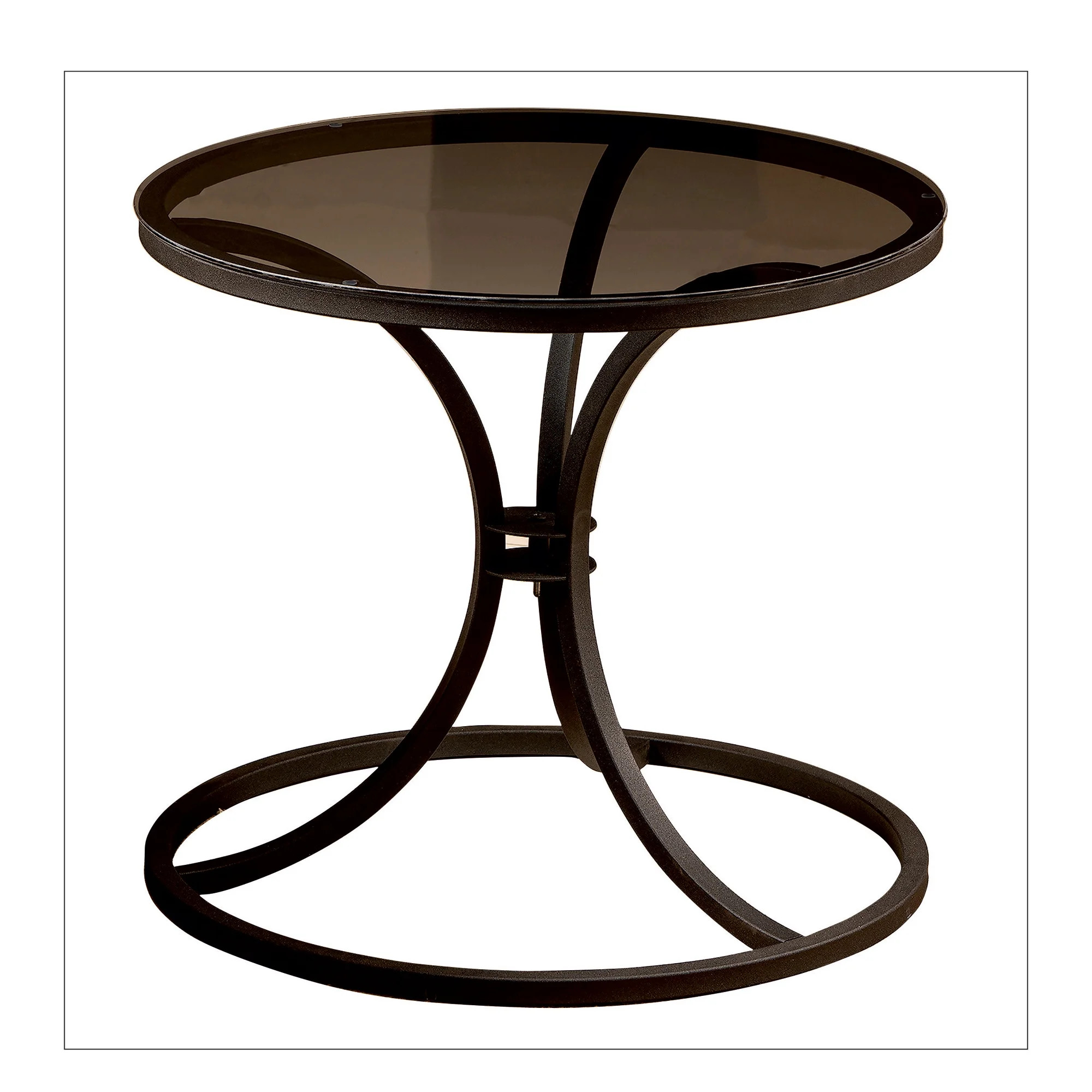 Decorotika Corleone 23" Metal Glass Round Side End Tablle, Black, Coated - Walmart.com | Walmart (US)
