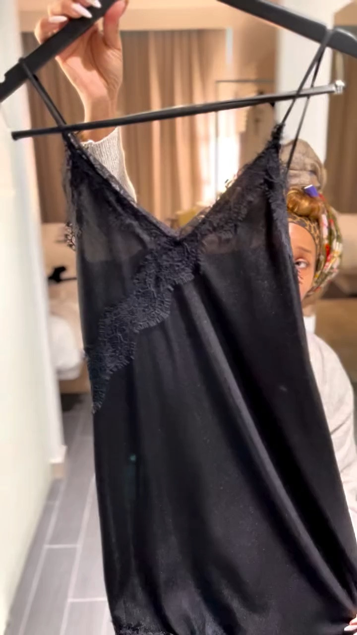 All black, but make it dimensional. Satin, lace, knit, and tailored structure for a polished work look that feels effortless. 🖤 #ootd #styleinspo #workstyle