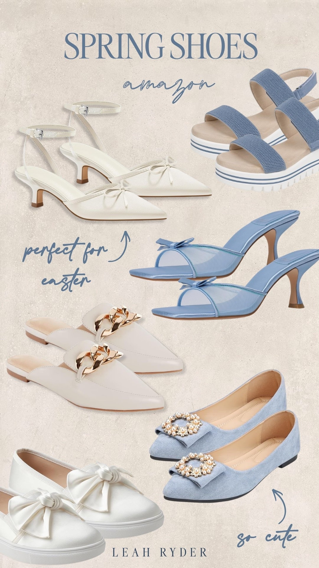 Spring shoes from Amazon featuring ballet flats, kitten heels, platform sandals, bow sneakers, and chic loafers perfect for Easter outfits and everyday spring style. These affordable Amazon shoes include neutral flats, blue heels, and comfortable spring sandals that pair perfectly with dresses, skirts, and casual outfits. If you’re looking for spring shoes for women, Easter shoes, cute flats, or budget-friendly Amazon fashion finds, these styles are perfect for the season.

#LTKSeasonal #LTKPlusSize