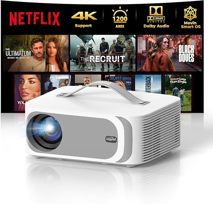 [AI Movin 2.0 System/1200 ANSI/Auto Focus] Projector-4K with WiFi 6 and Bluetooth, 30W DoIby Audi... | Amazon (US)