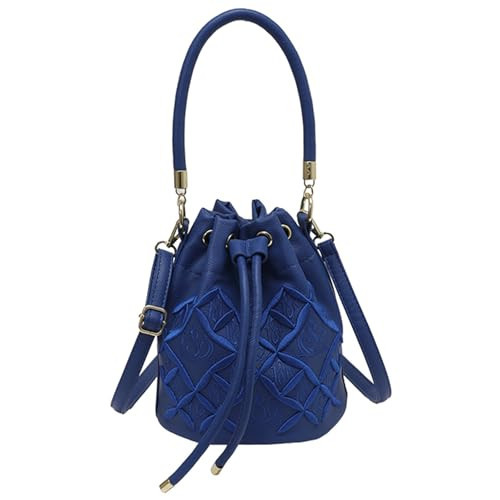 JQAliMOVV Bucket Purses for Women Mini Leather Bucket Bag Diamond Pattern Hobo Crossbody Handbags Shoulder Purse (Blue) | Amazon (US)