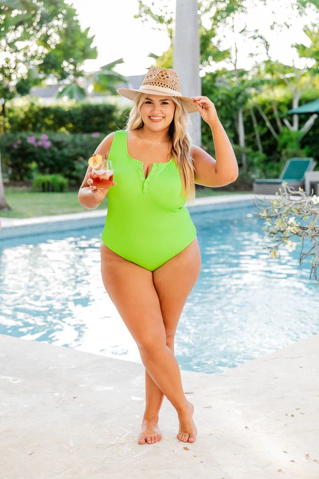 Floating Into Summer Lime Green One Piece Swimsuit | Pink Lily