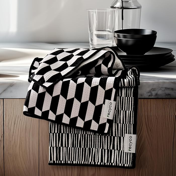 RECYCO Waffle Kitchen Towel Set of 2 - Quick Dry Microfiber Sustainable Dish Towels - Ultra Absor... | Amazon (US)
