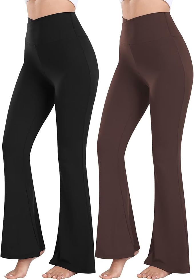 Ridshy Falre Leggings for Women High Waisted Yoga Pants Crossover Workout Legging Bootcut Flared ... | Amazon (US)