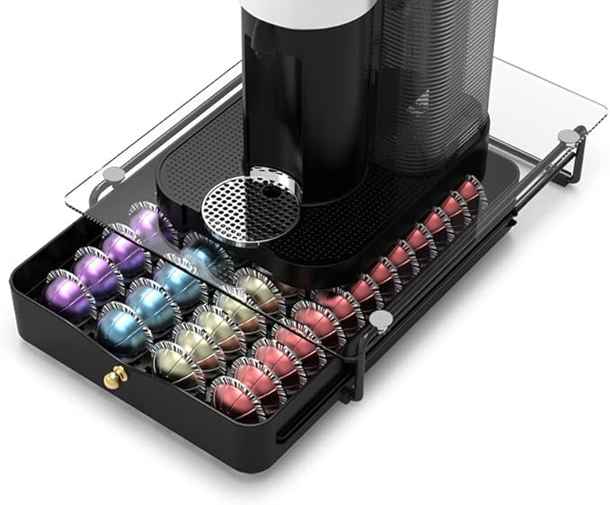 EVERIE Crystal Tempered Glass Top Organizer Drawer Holder Compatible with Nespresso Vertuo Capsul... | Amazon (US)