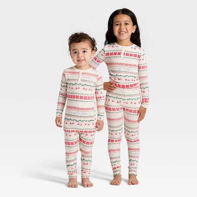Toddler "Let it Snow" Fair Isle Cozy Knit Long Sleeve Shirt and Pants Holiday Matching Family Paj... | Target