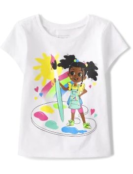 Baby And Toddler Girls Paint Graphic Tee - white | The Children's Place