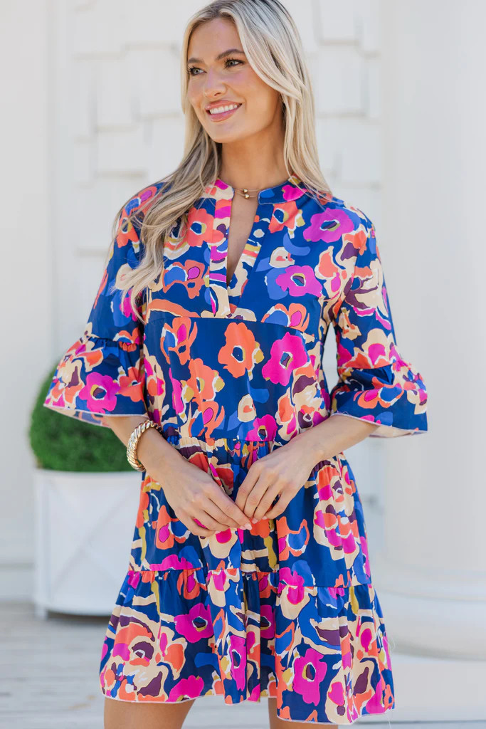 Feeling Like Love Navy Blue Floral Dress | The Mint Julep Boutique