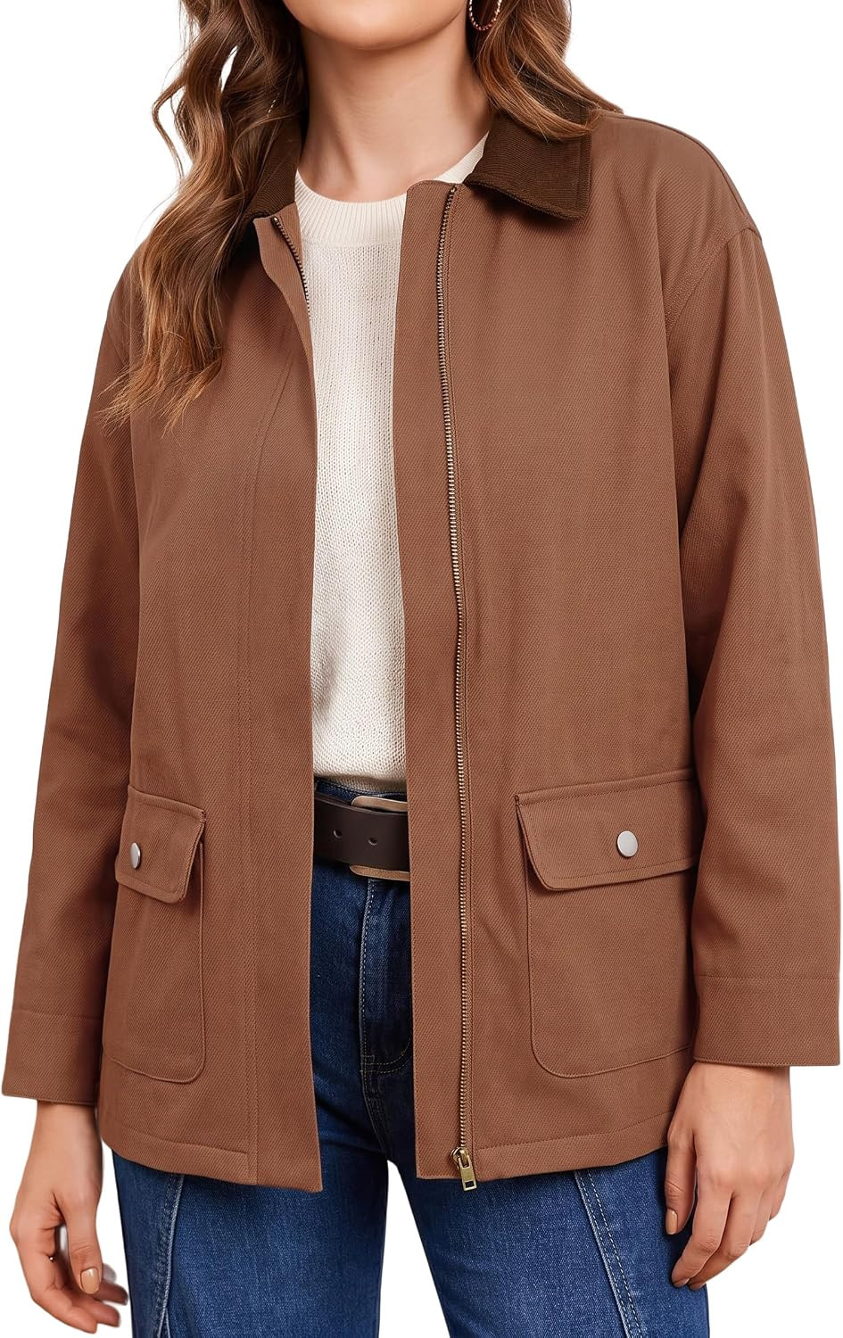 Tankaneo Womens Barn Jackets Fall Safari Trench Coat with Pockets | Amazon (US)