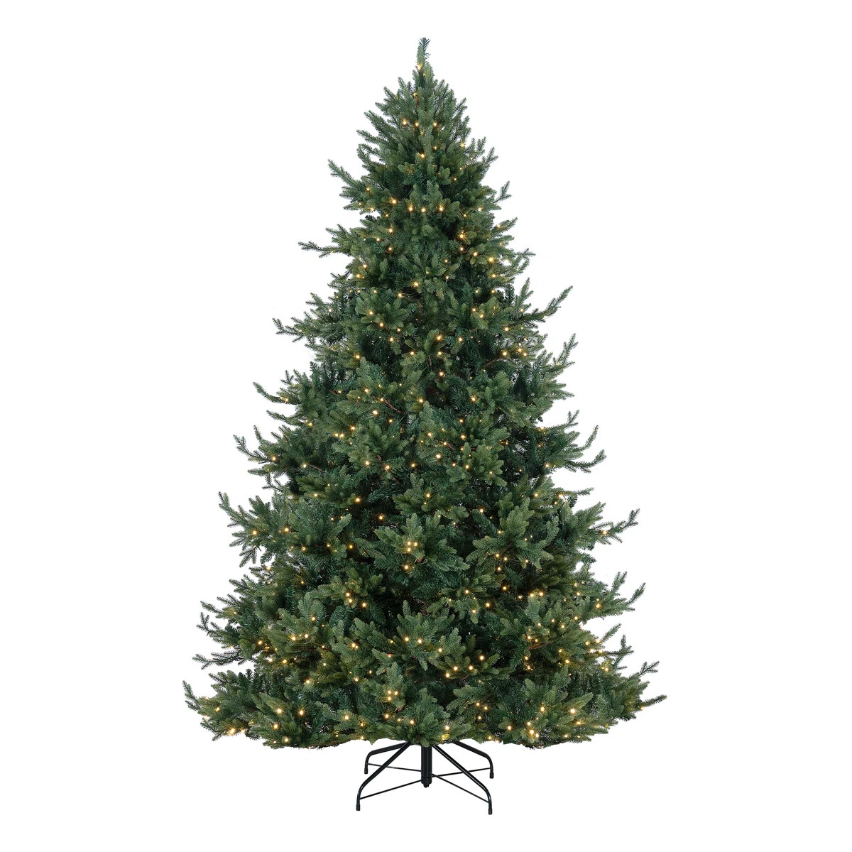 Prelit Traditional Artificial Christmas Tree with Metal Stand, Realistic Classic Holiday Tree | Wayfair North America