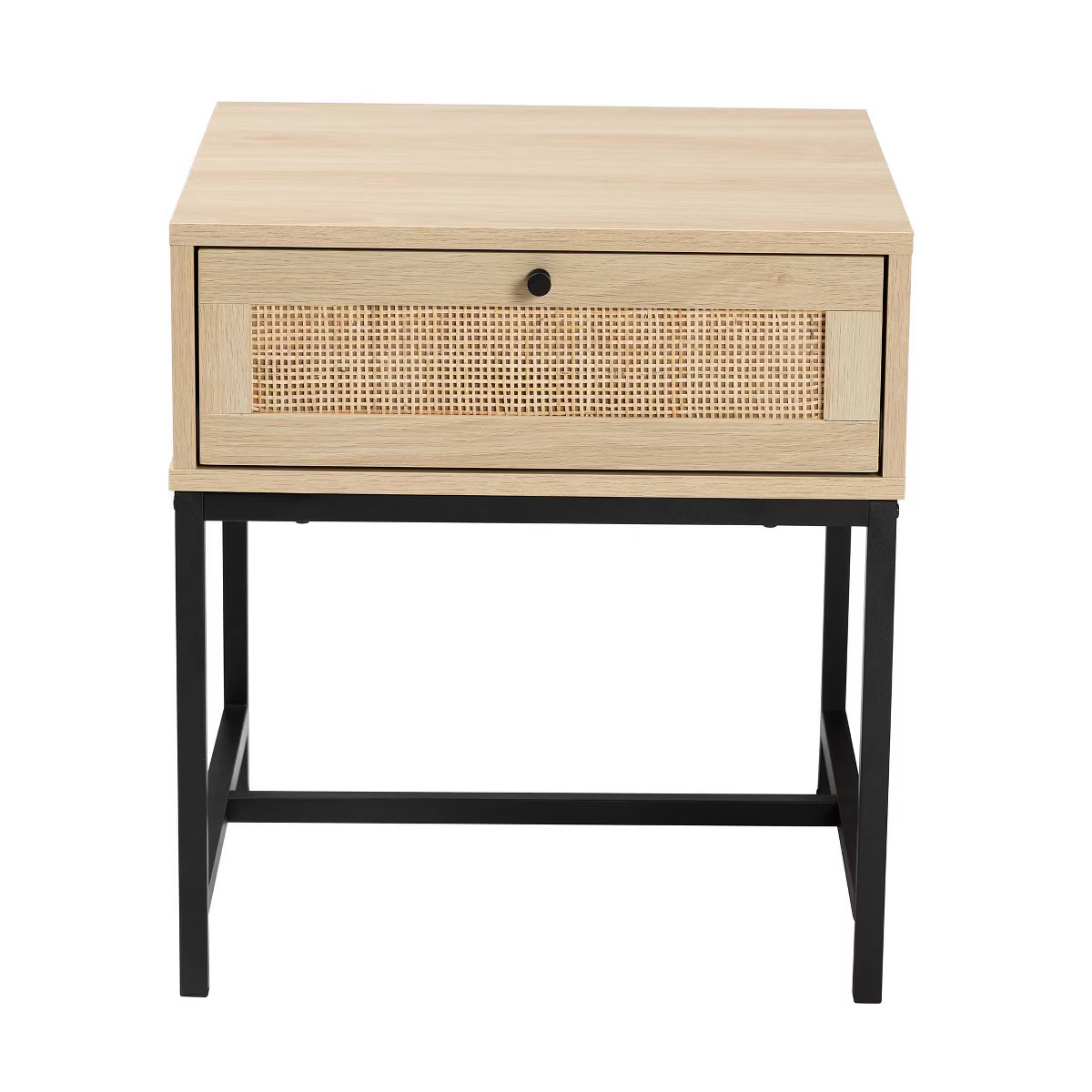 Caterina Wood and Natural Rattan 1 Drawer End Table Natural Brown/Black - Baxton Studio | Target