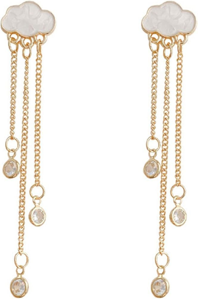 coadipress Cloud Earrings for Women Fashion s925 Silver Needle Long Tassel Gold Plated Raindrop P... | Amazon (US)