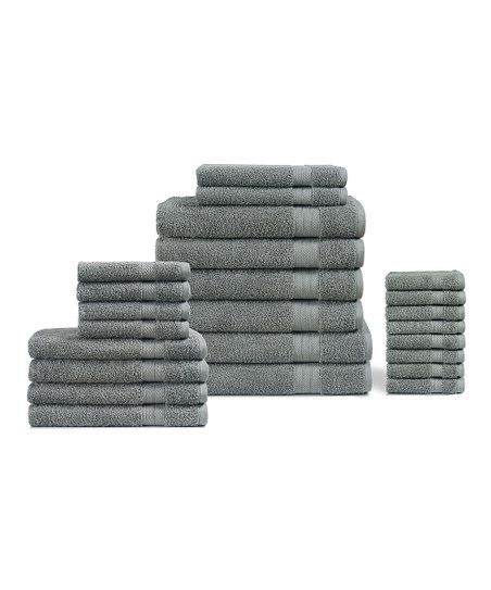 Gray Plush Cotton 24-Piece Towel Set | Zulily