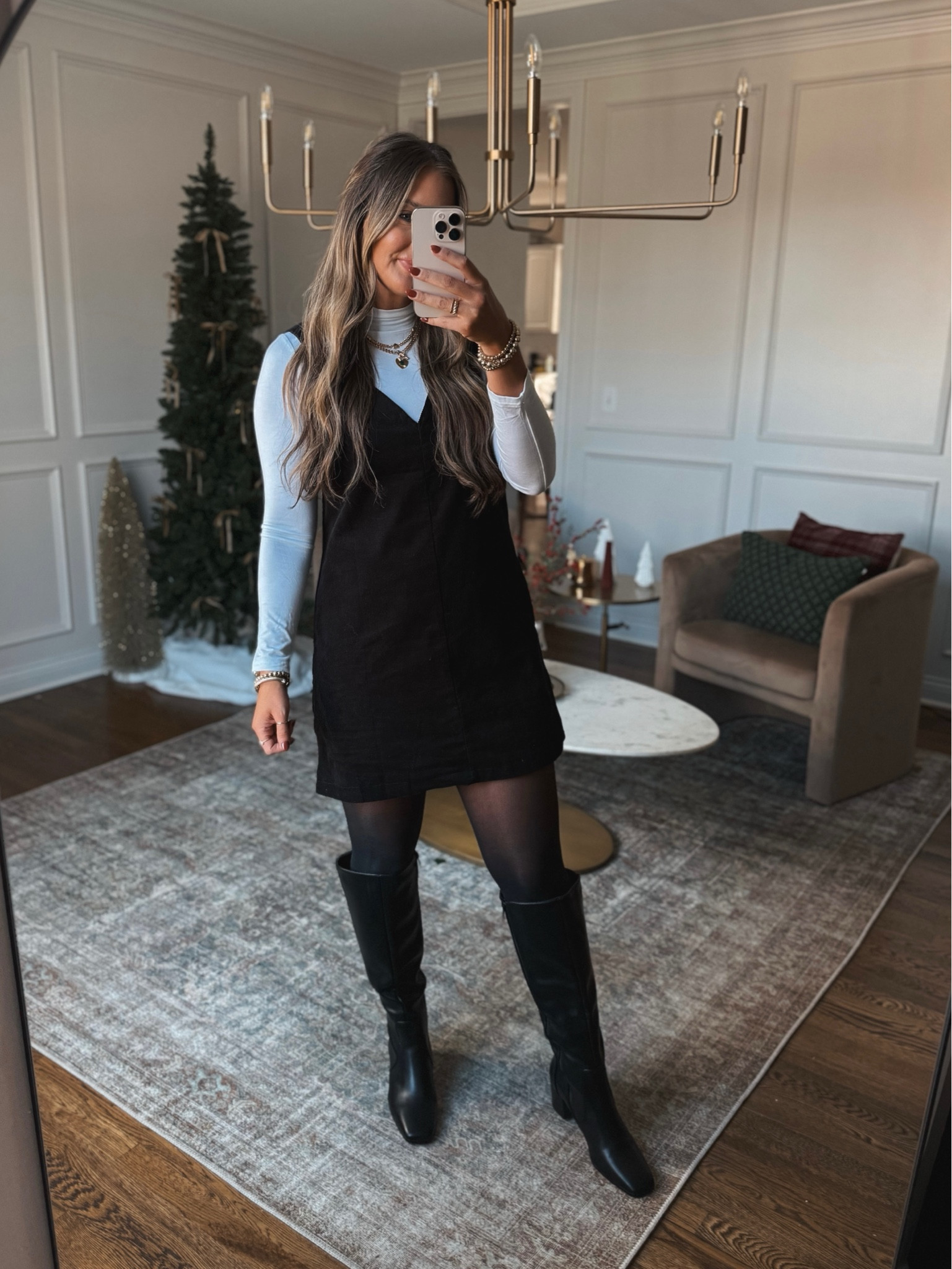 Amazon fall look - the cutest corduroy dress paired with knee high boots! A perfect fall holiday/ Thanksgiving outfit! 

#LTKHoliday #LTKShoeCrush #LTKSeasonal