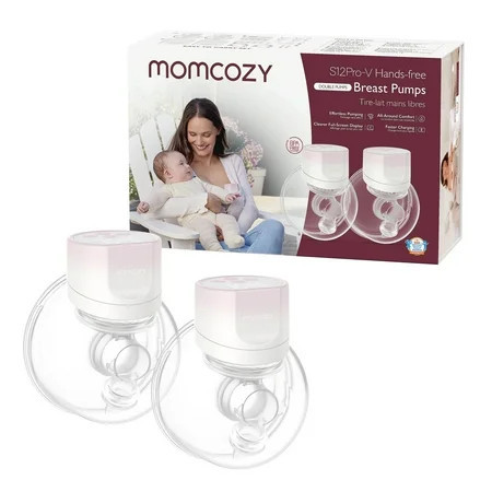Momcozy S12 Pro V Hands-Free Wearable Breast Pump 3 Modes 9 Suction Levels Portable Electric Pump 2 Pack Cherry Blossom Pink | Walmart (US)