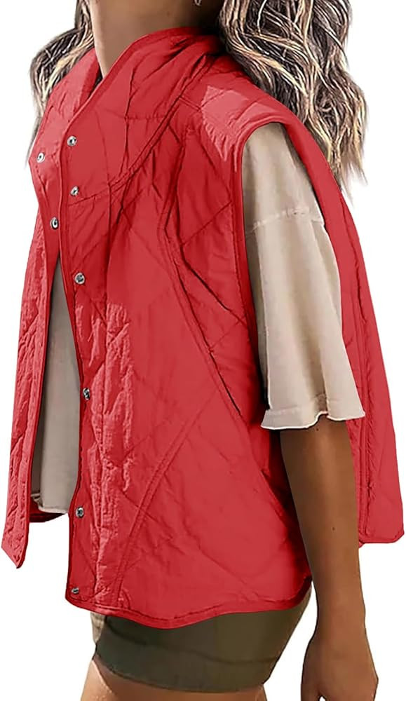 Veatzaer Womens Puffer Vest Cropped Quilted Stand Collar Lightweight Jacket Sleeveless Button Dow... | Amazon (US)