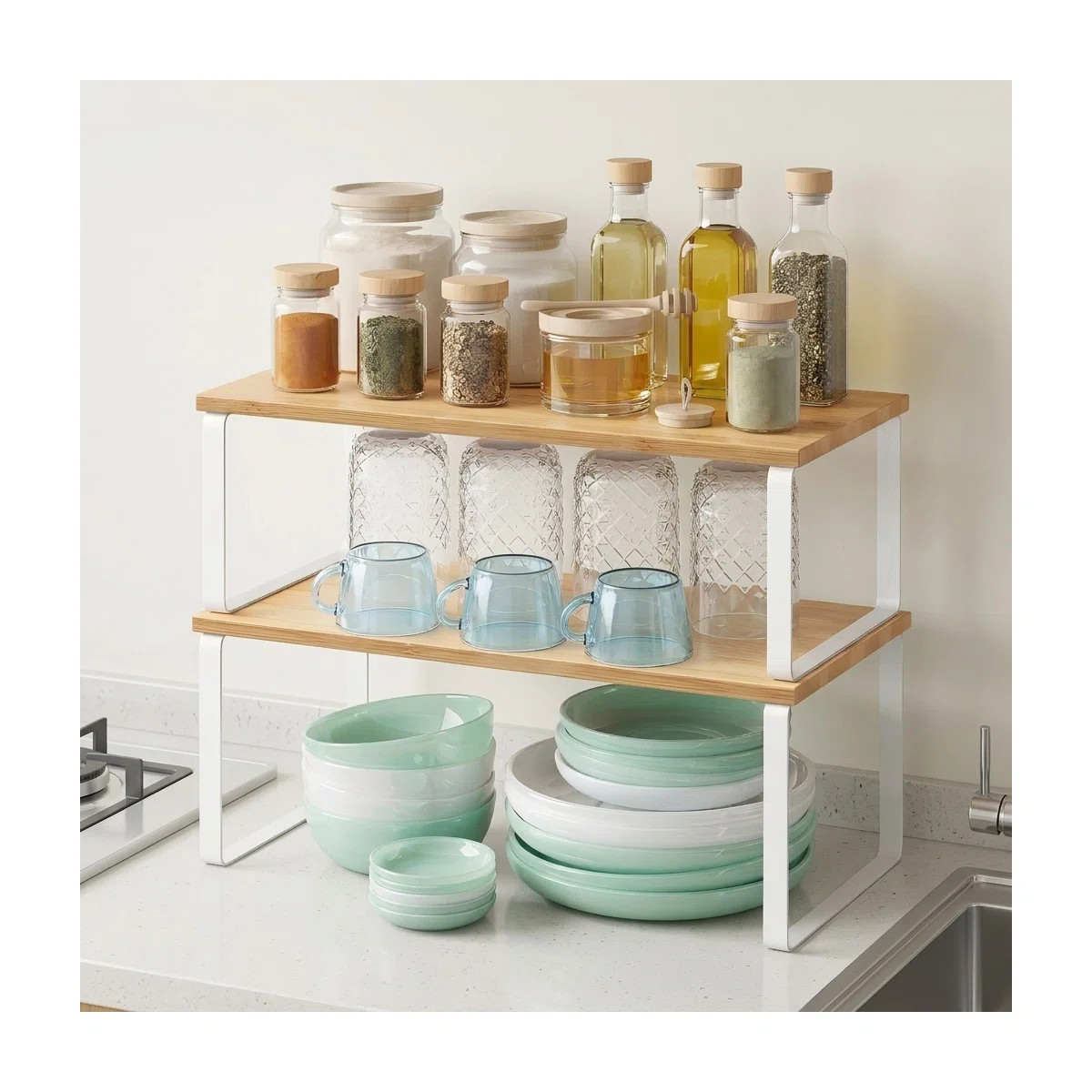 Stackable Cabinet Organizer Shelf (Set of 2) | Wayfair North America