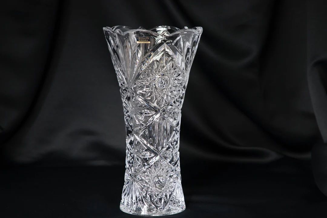 Flower Vase 10" Crystal Glass,Home Decor, Centerpiece Bud Vase, Czech Bohemia Crystal Glass, Wedd... | Etsy (US)