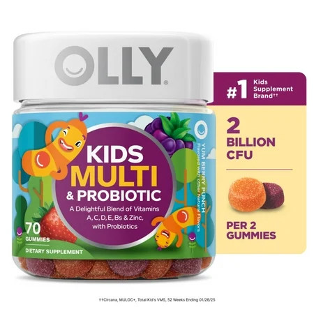 OLLY Kids Multivitamin + Probiotic Gummy, Daily Digestive Supplement, Zinc, Berry Flavor, 70 Count | Walmart (US)
