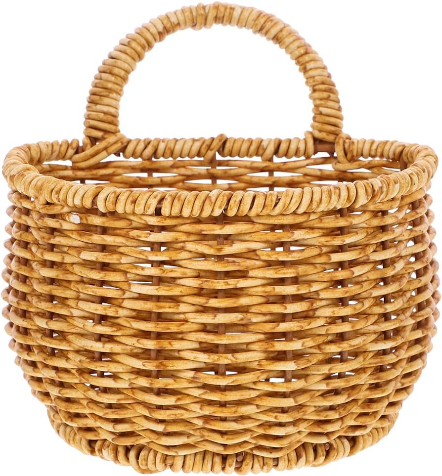 TEHAUX Woven Rattan Wall Mounted Planters Basket, Lightweight, Hanging Storage Basket, Ideal for ... | Amazon (US)