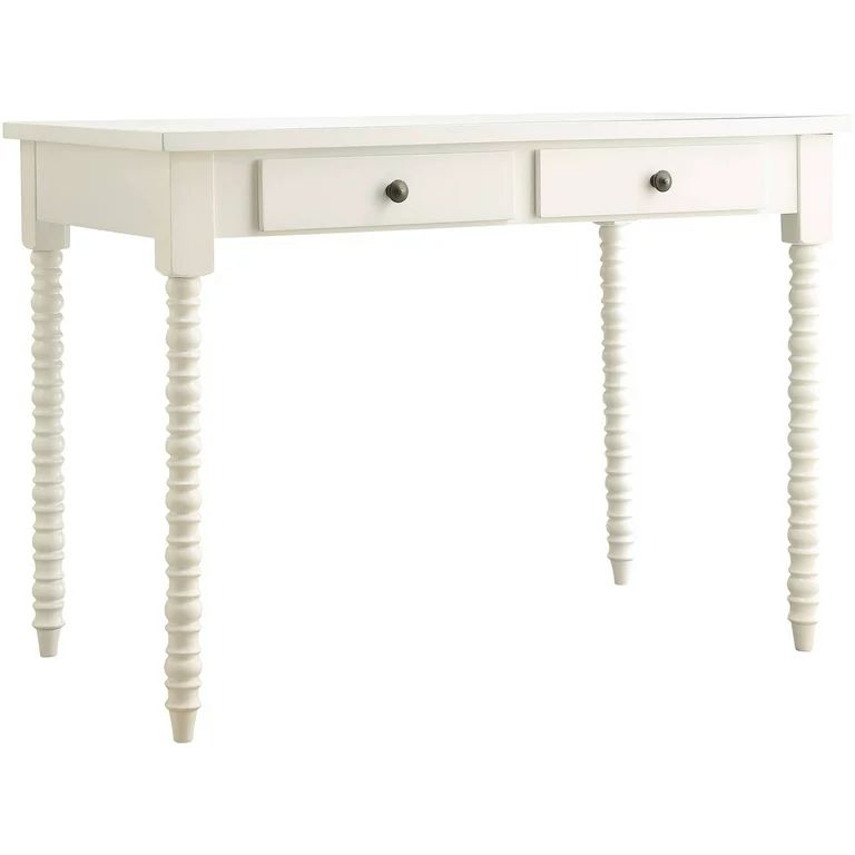 Chelsea Lane Wood Writing Desk 2-Drawer with Helix Legs, White | Walmart (US)