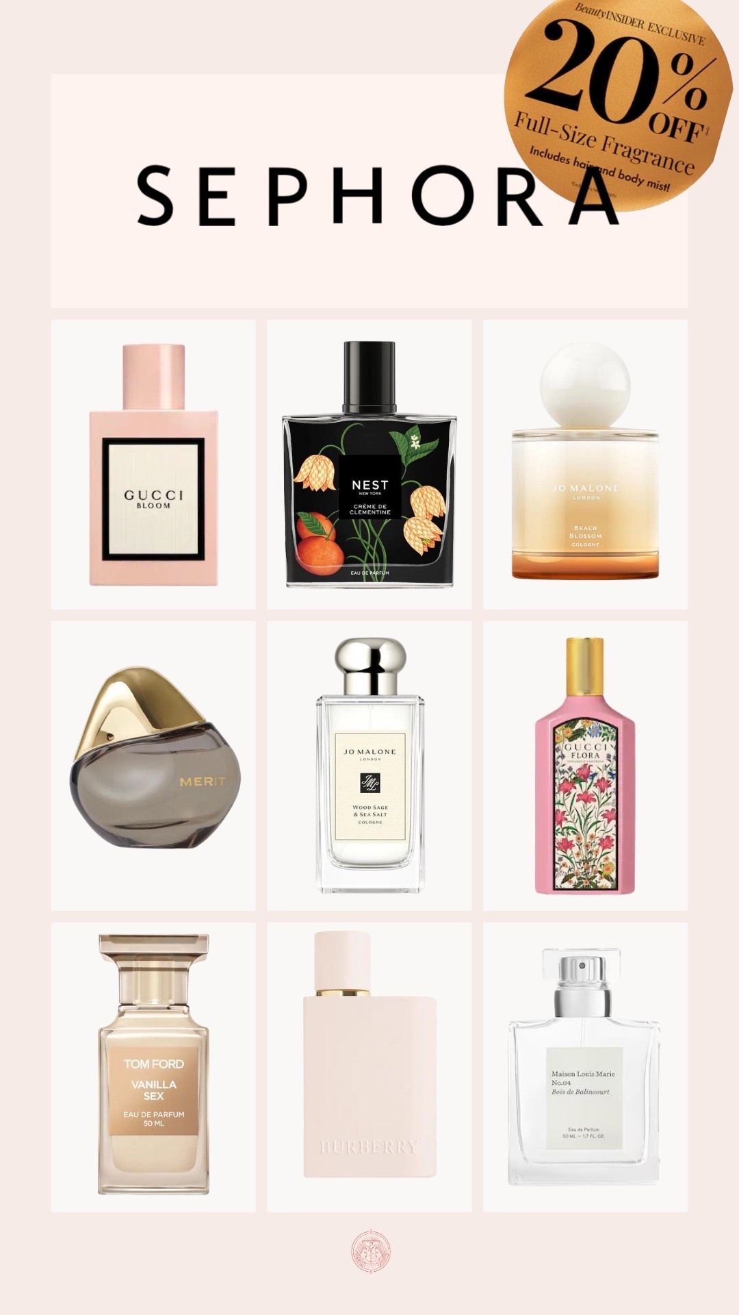 Sephora Scent Sale // 20% off full sized bottles with code SAVESCENTS