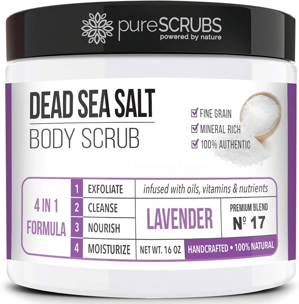 Amazon.com : pureSCRUBS Premium Lavender Body Scrub Set - Large 16oz Dead Sea Salt Body Scrub Wit... | Amazon (US)