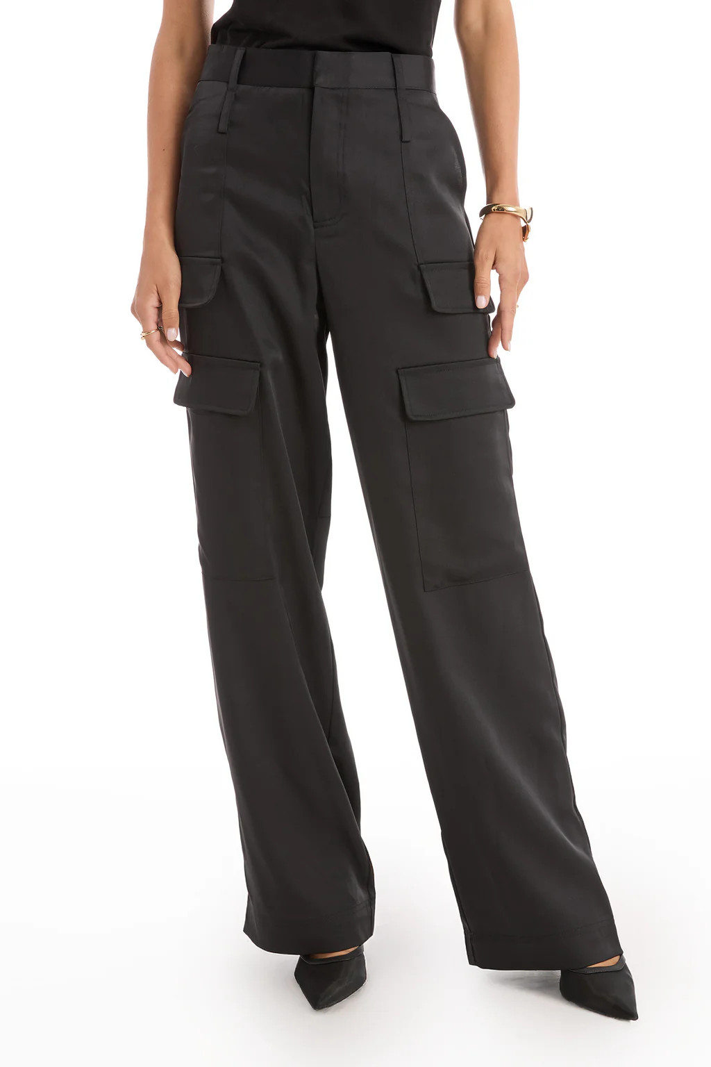 Milan Satin Cargo Pant - Black | The Noli Shop