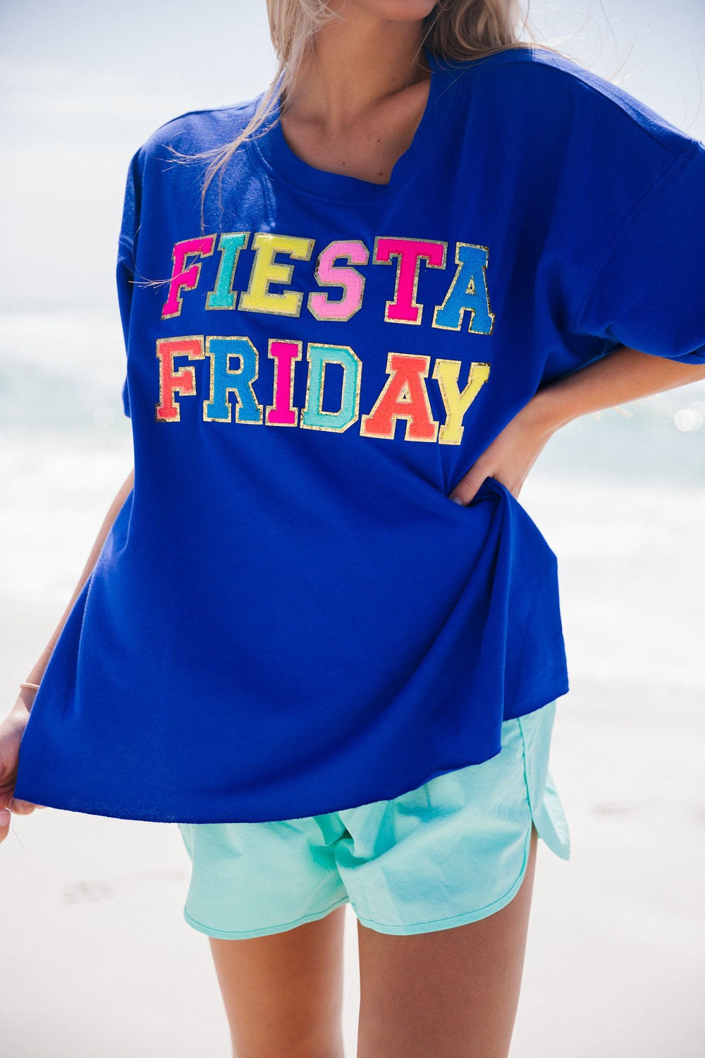 FIESTA FRIDAY ELECTRIC BLUE TEE | Judith March
