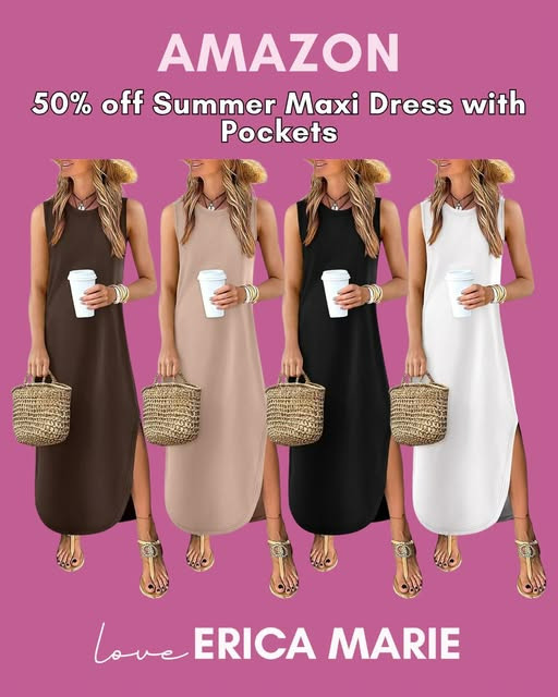 50% off this maxi dress with pockets! Easy throw and go dress for summer vacation and everyday wear.

Maxi Summer Dress, Vacation Summer Dress, Maxi Dress with pockets, 

 #LTKootd #LTKSaleAlert