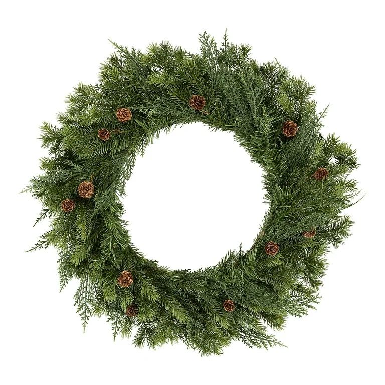 Holiday Time Artificial Sonoma Cypress Evergreen Wreath, 24" - Walmart.com | Walmart (US)