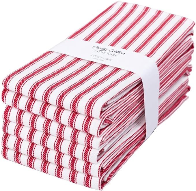 Amazon.com: Candy Cottons Set of 6 Kitchen Dish Towels, 100% Cotton Kitchen Towels, with Hanging ... | Amazon (US)