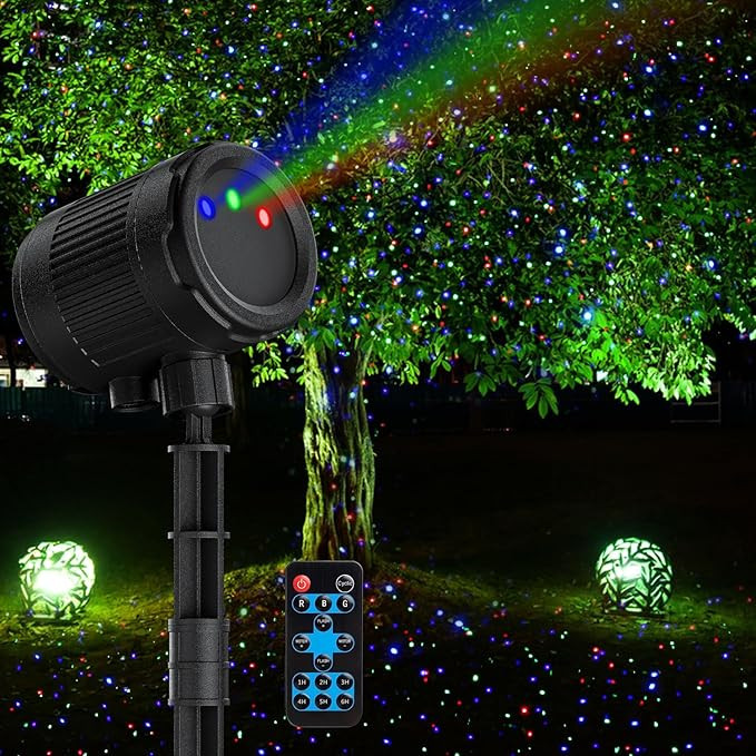Laser Christmas Projector Lights Outdoor, 3 Color Laser Light Projector, Firefly Lights Show with... | Amazon (US)