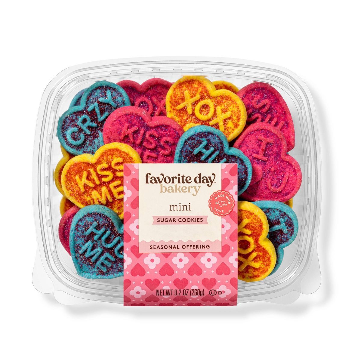 Valentine's Day Message Heart Cookies Tub - 9.2oz/24ct - Favorite Day™ | Target