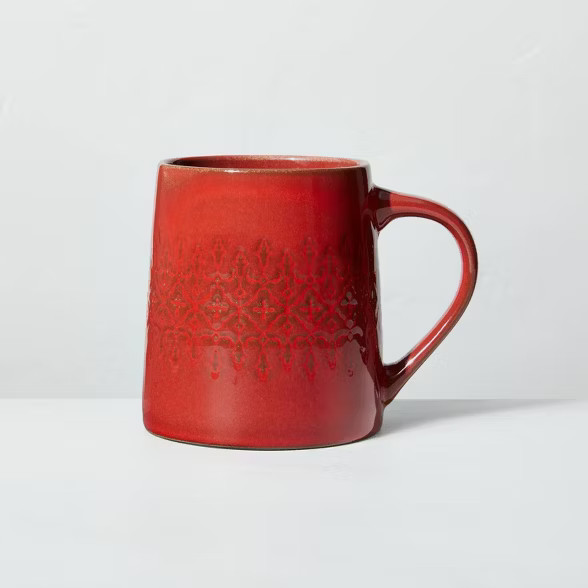 Etched Lace Pattern Stoneware Mug Red - Hearth & Hand™ with Magnolia | Target