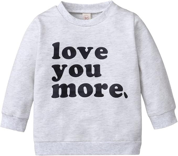 Valentine's Day-Toddler Baby Boy Girls Clothes Letter Printed Long Sleeve Pullover Sweatshirt Shi... | Amazon (US)