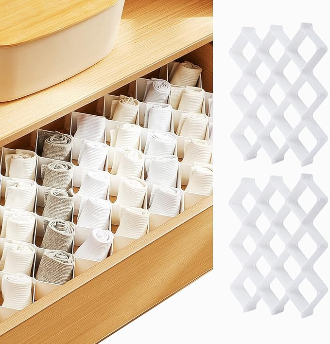 ROUFA Drawer Dividers Organizers, Plastic Drawers Organizer for Panties and Bras, Honeycomb Drawe... | Amazon (US)