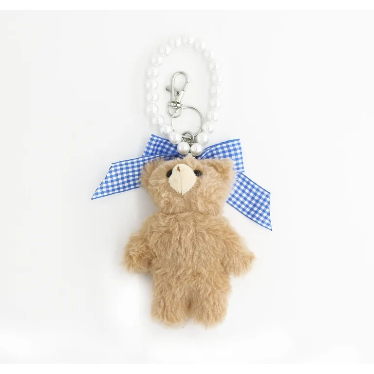 U Style Teddy Bear Keychain with Blue Gingham Bow | Walmart (US)