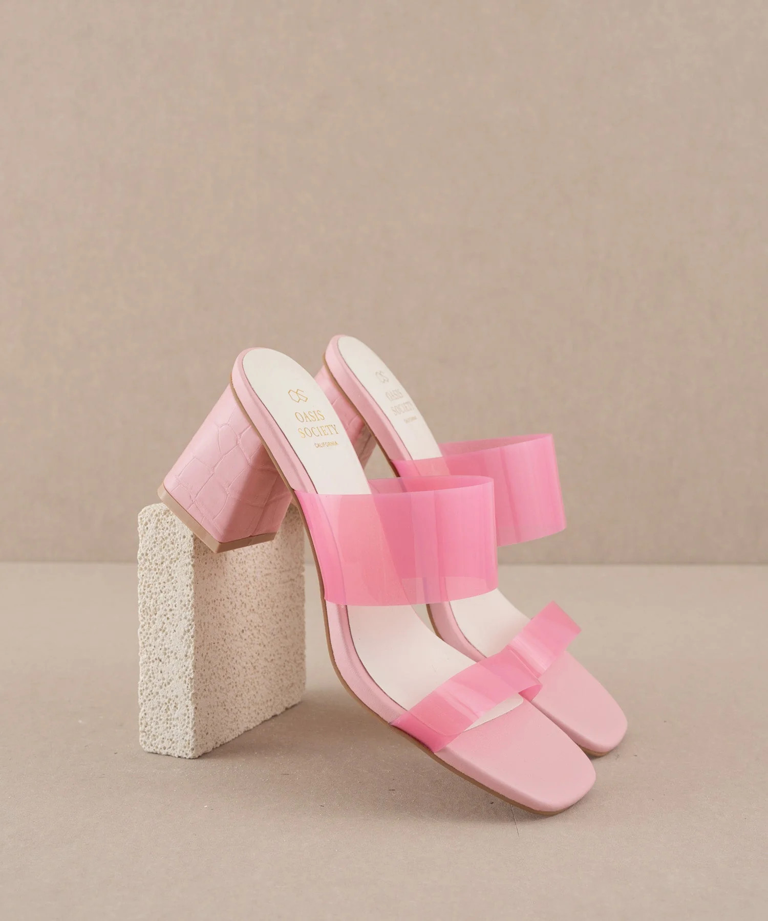 The Bagan | Pink Transparent Sandal Heel | Oasis Society