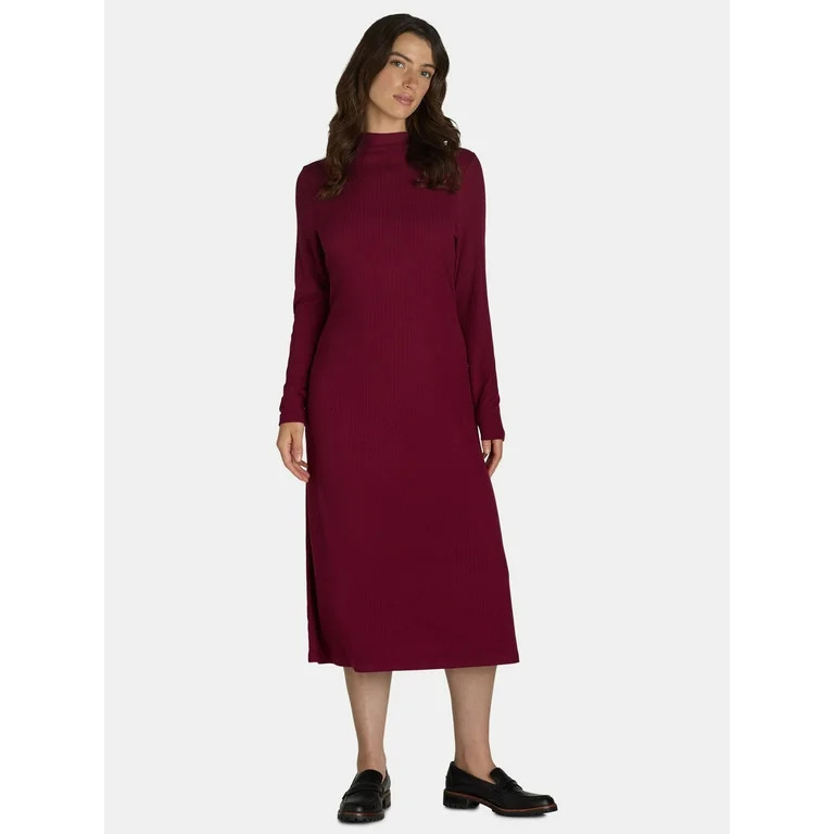 Time and Tru Women's and Women's Plus Ribbed Hacci Knit Midi Dress, Sizes XS-4X | Walmart (US)