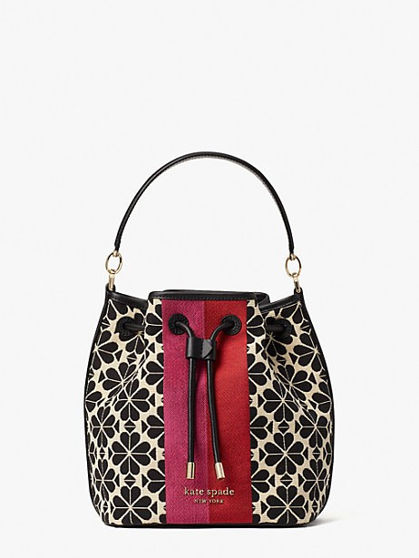 spade flower jacquard stripe medium bucket bag | Kate Spade (US)