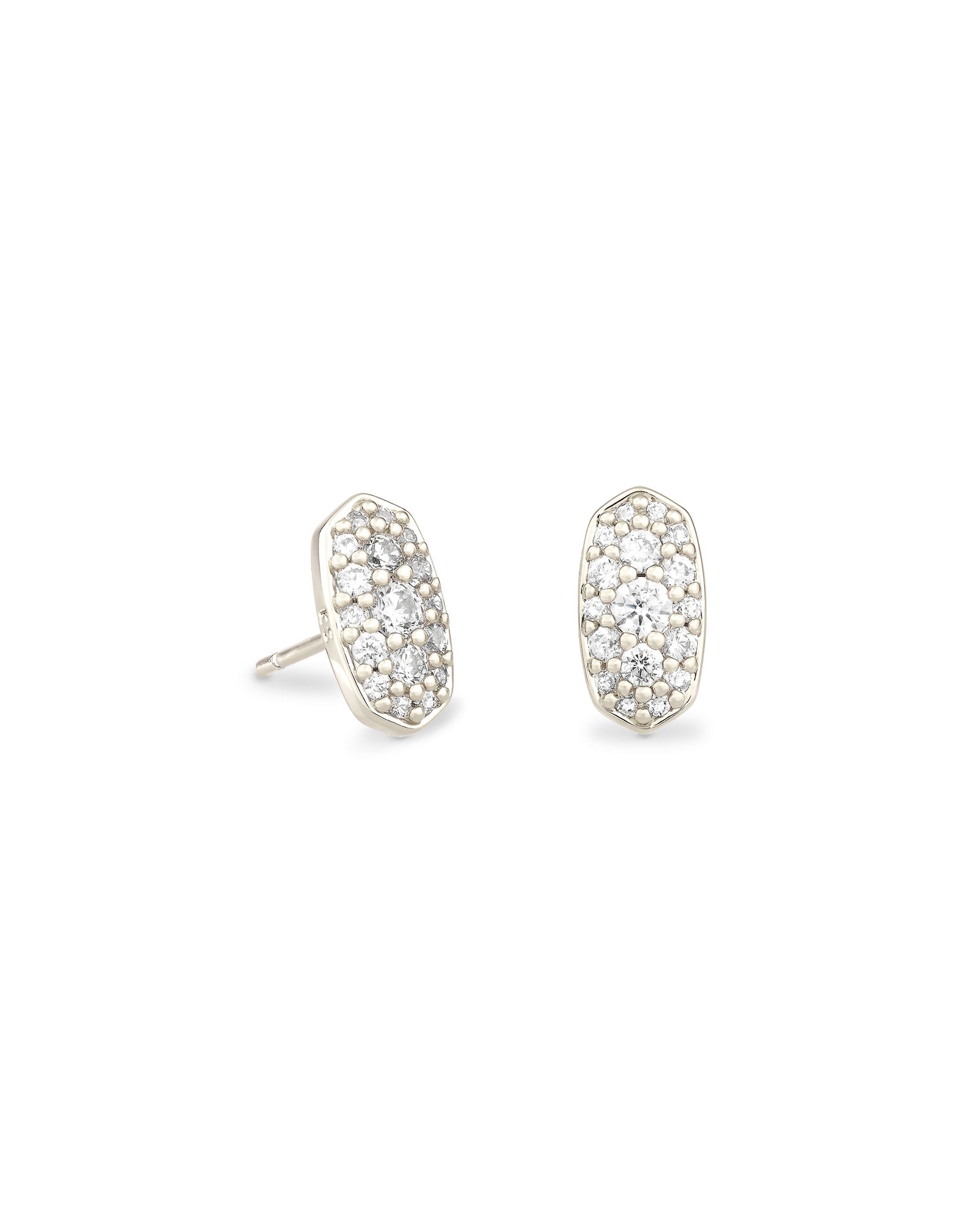 Grayson Silver Stud Earrings in White Crystal | Kendra Scott | Kendra Scott