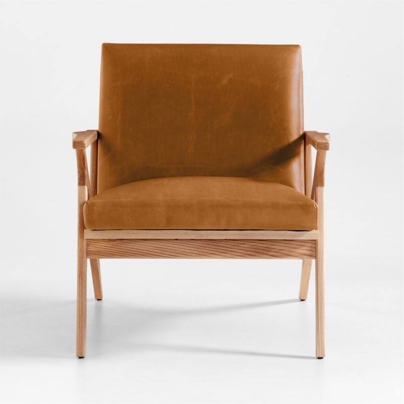 Cavett Ash Wood Leather Accent Chair + Reviews | Crate & Barrel | Crate & Barrel