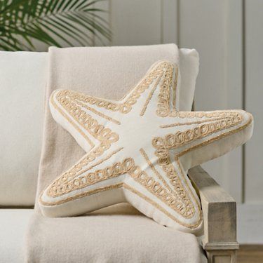 Starfish Embroidered Outdoor Pillow | Grandin Road