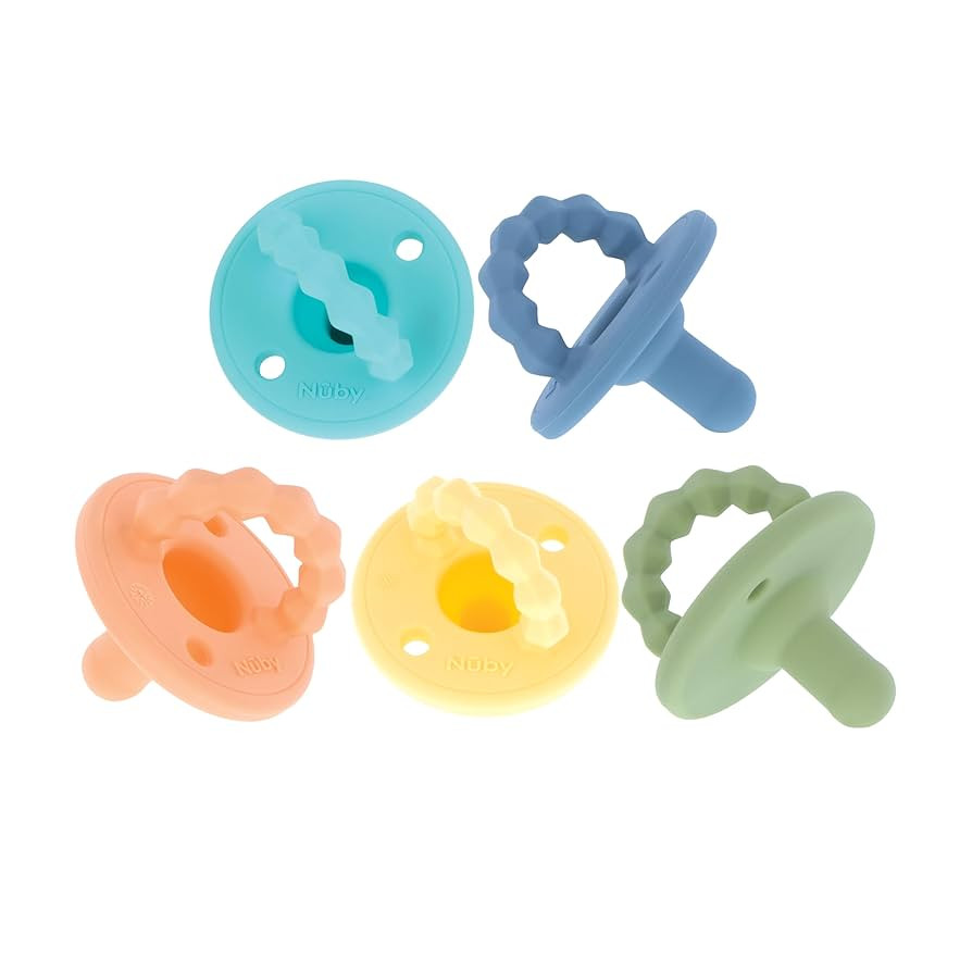 Nuby Silicone Softees Pacifier and Teethers - (5-Pack) Silicone Baby Pacifiers and Teethers - 0+ ... | Amazon (US)