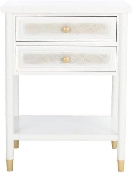 Safavieh Home Collection Ahab White/Gold 2-Drawer 1-Shelf Accent Table (Fully Assembled) ACC6606B | Amazon (US)