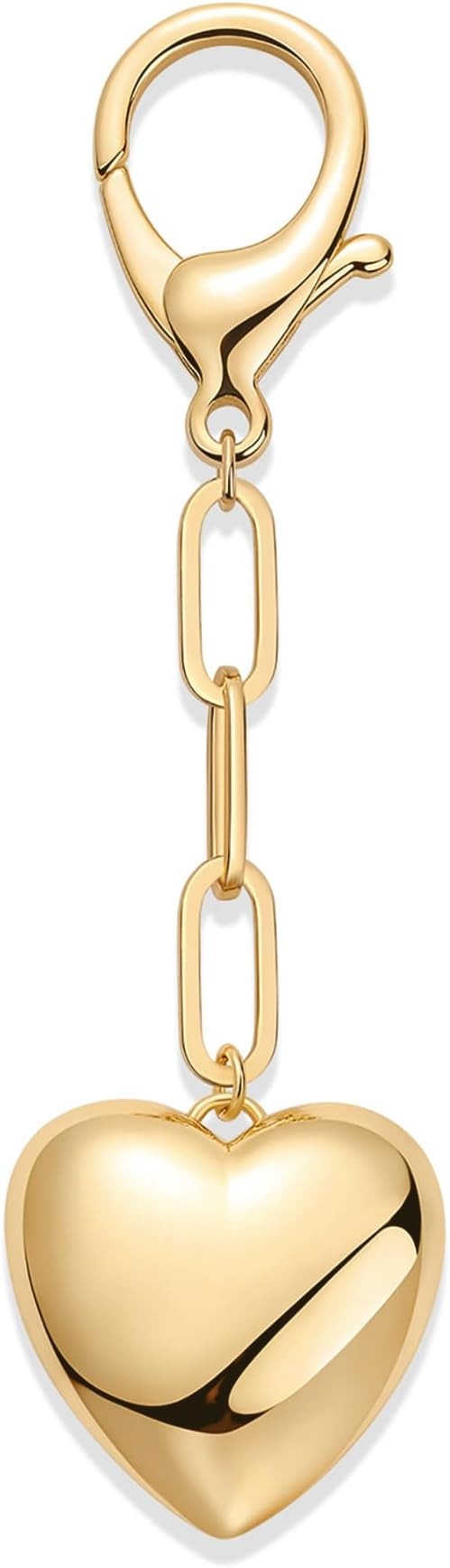 PAVOI 14K Gold Plated Heart & Cherry Bag Charm for Handbags - Chunky Charm for Purse & Totes - Tr... | Amazon (US)