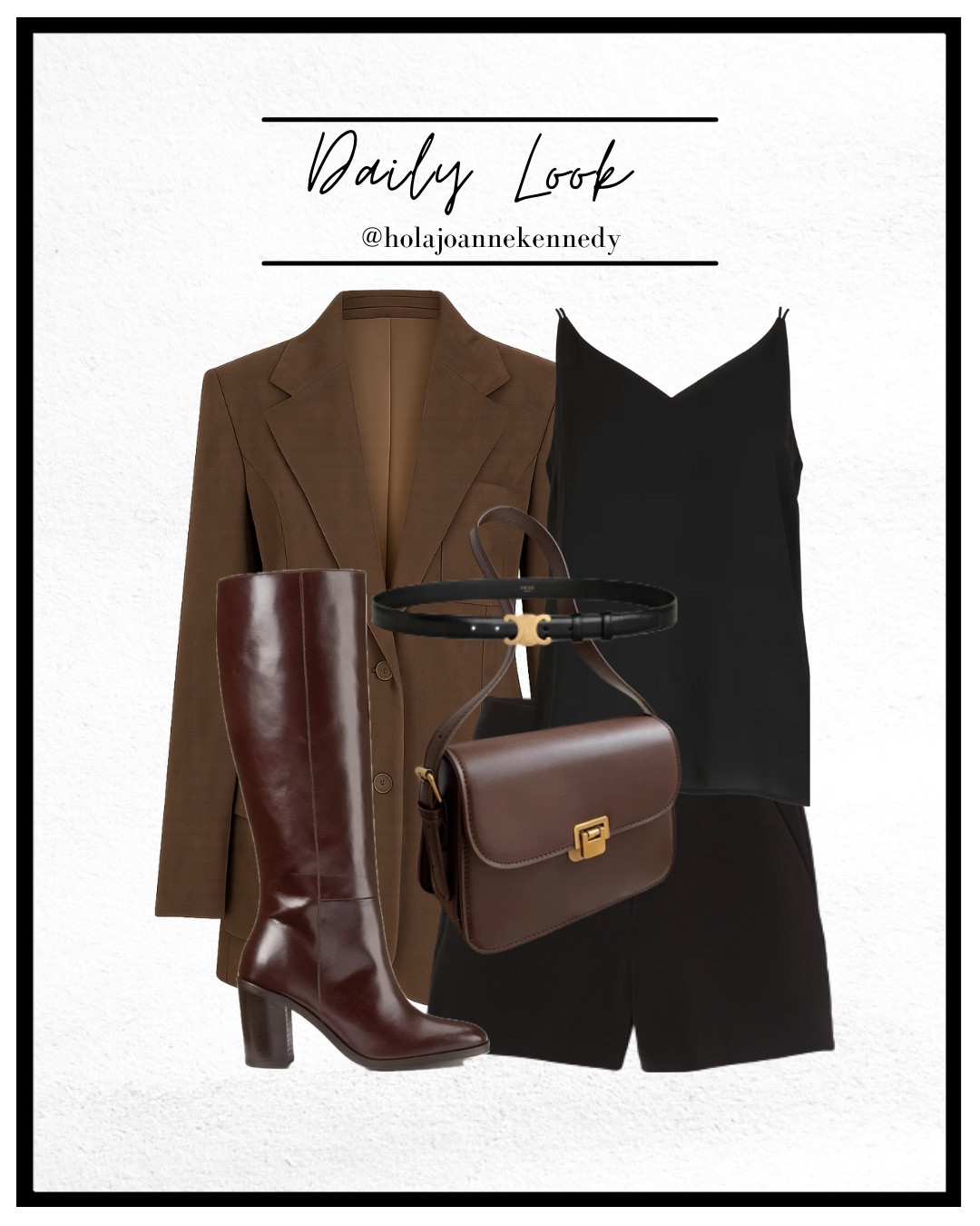 autumn outfit inspo, brown suede blazer, tonal dressing, fall fashion looks, seasonal wardrobe, chic autumn style, UK fashion influencer, suede blazer, chocolate brown suede blazer, chocolate brown blazer, burgundy knee high boots, burgundy cross body bag, brown knee high boots, brown cross body bag, black tailored shorts  

#LTKeurope #LTKautumn #LTKuk